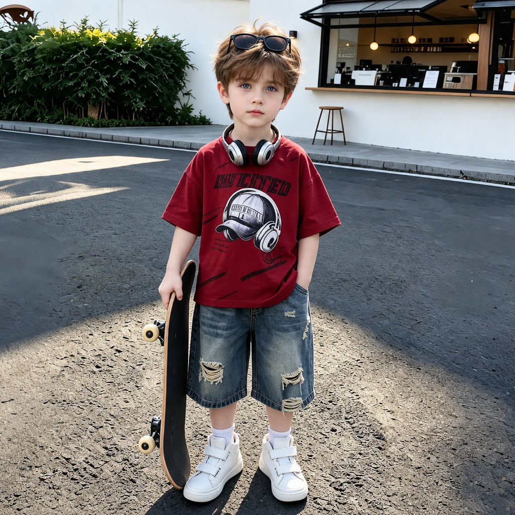 Conjunto Infantil de Verano con Falda y Camiseta