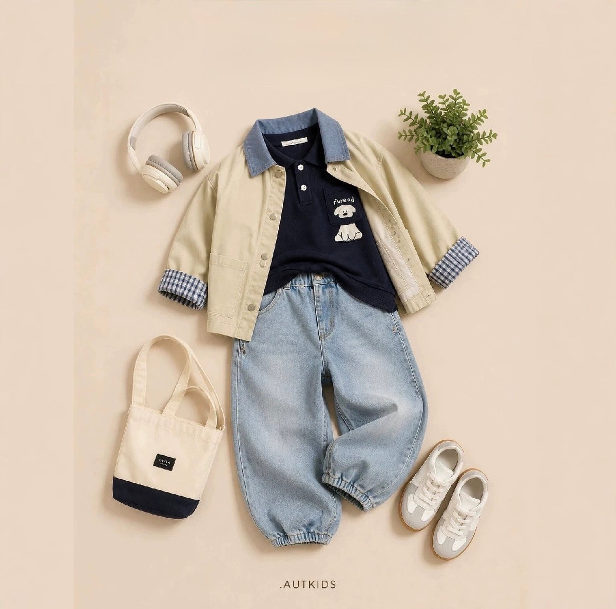 Conjunto Infantil de 3 Piezas con Sudadera Polo y Pantalón