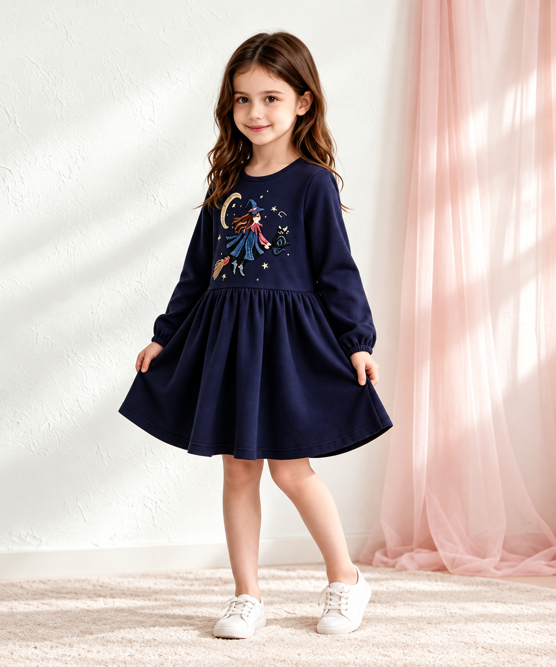 Vestido Infantil de Princesa con Estampado de Dibujos