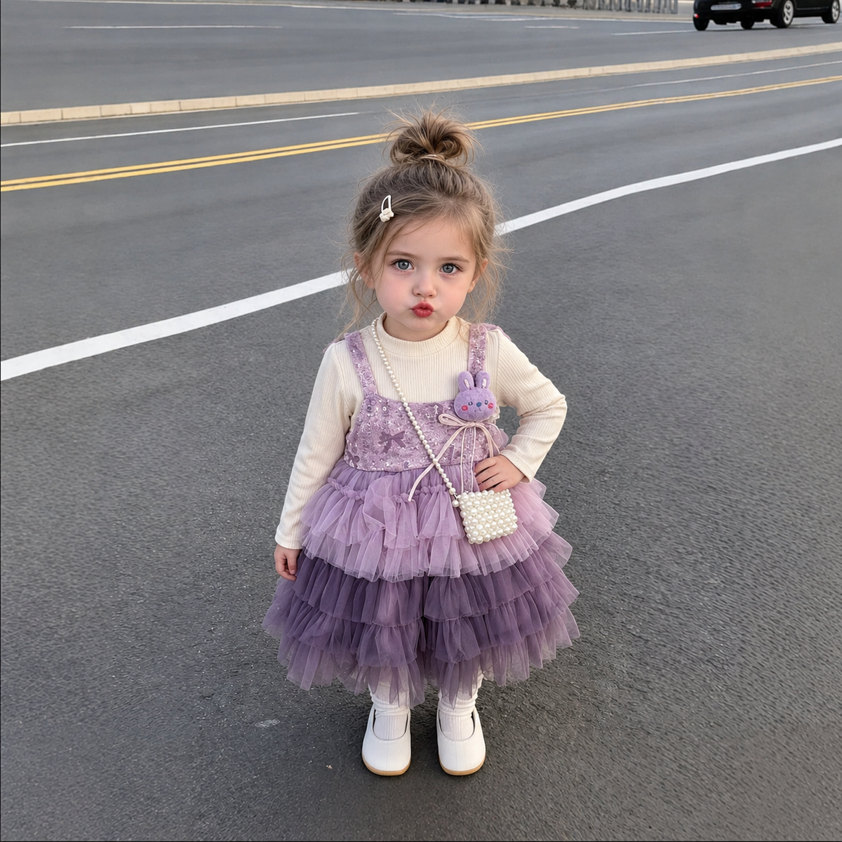 Vestido Infantil de Algodón con Estampado de Dibujos