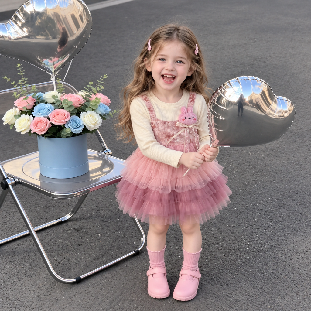 Vestido Infantil de Algodón con Estampado de Dibujos