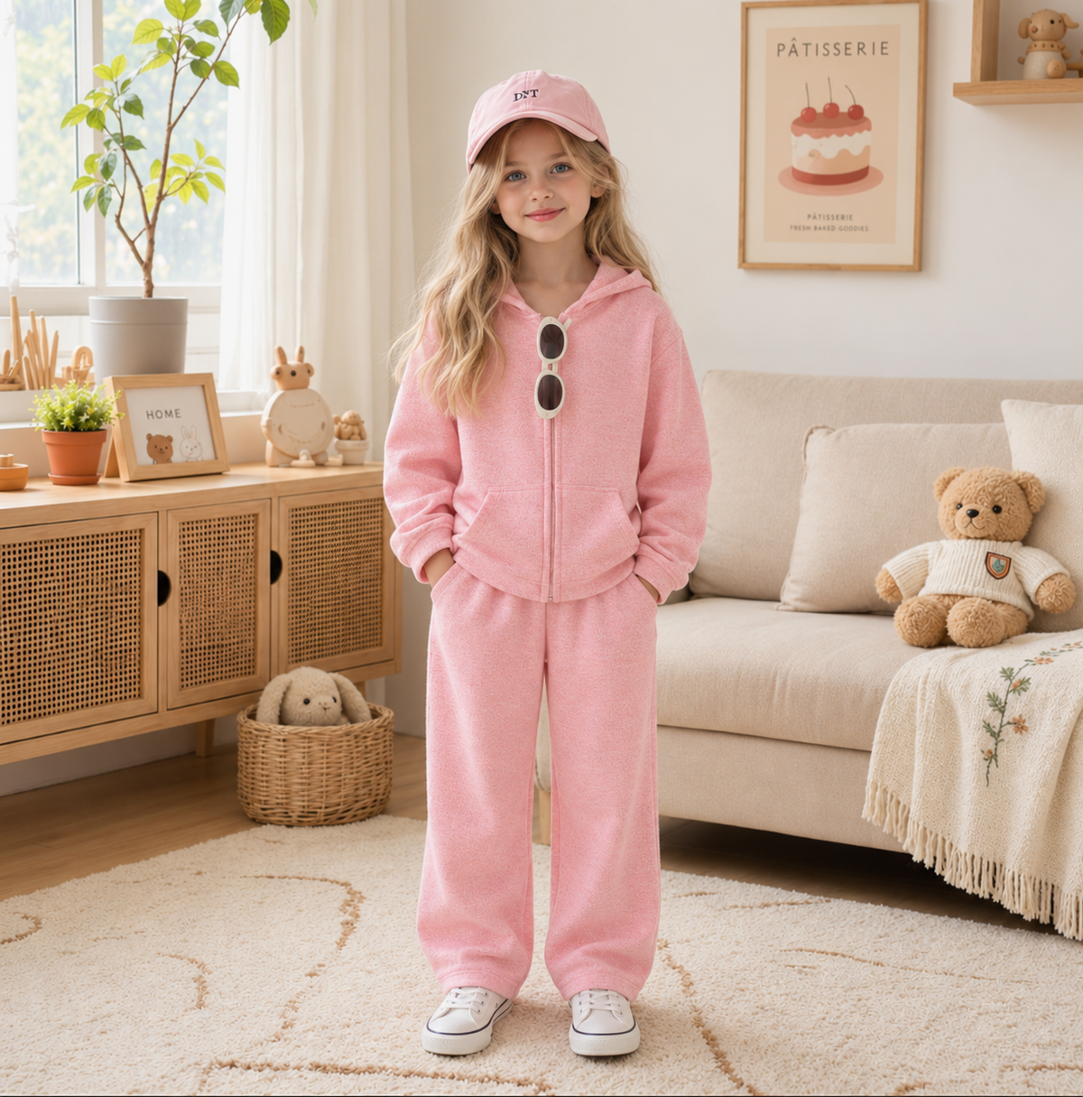 Conjunto Infantil de Niña con Sudadera de Capucha y Pantalón